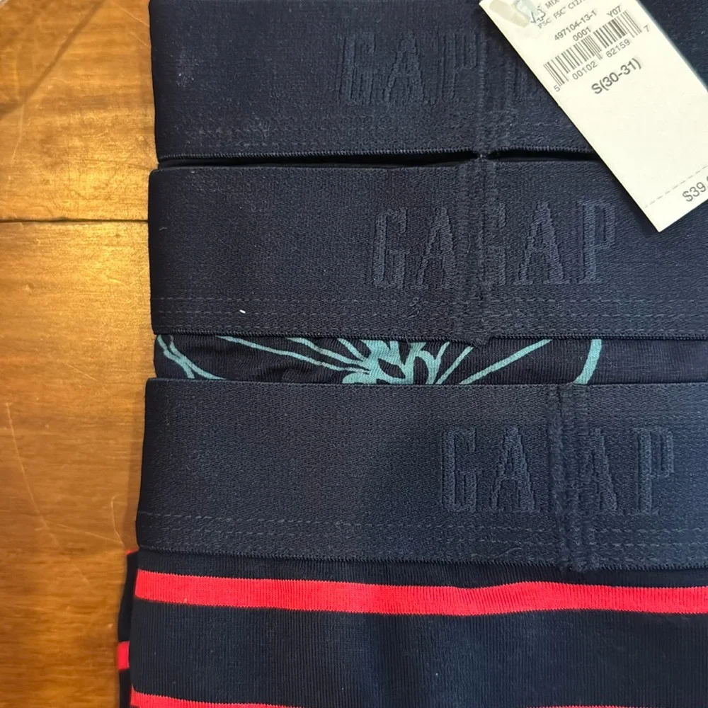 NWT Gap Men’s Boxer Briefs 3 Pairs Multi Pack Set S 30-31” Navy Red Cotton NEW